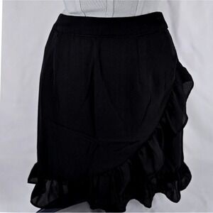 Revolve By The Way Black Ruffle Mini Skirt Womens Size‎ L Lined Polyester Flirty
